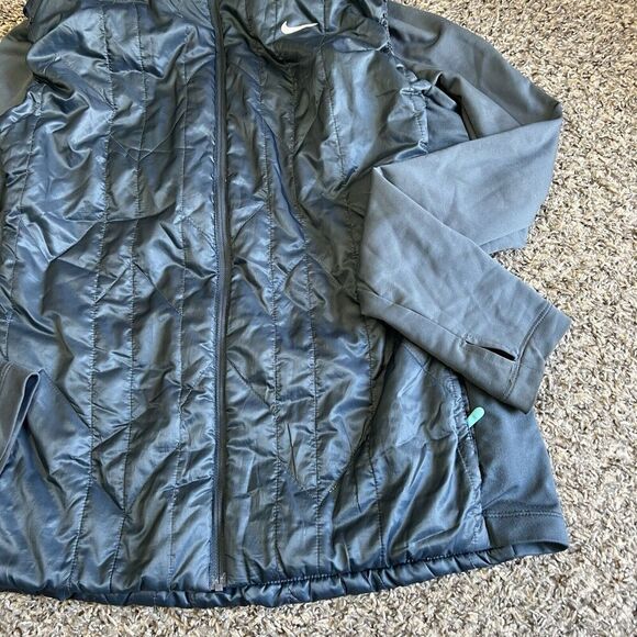Nike Running Women’s Full Zip Jacket Bluish Gray Size Large Puffer Zip Pockets - Picture 3 of 9
